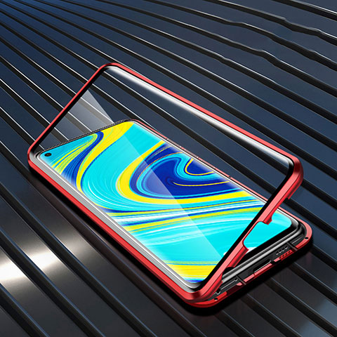 Handyhülle Hülle Luxus Aluminium Metall Rahmen Spiegel 360 Grad Ganzkörper Tasche M01 für Xiaomi Redmi 10X 4G Rot