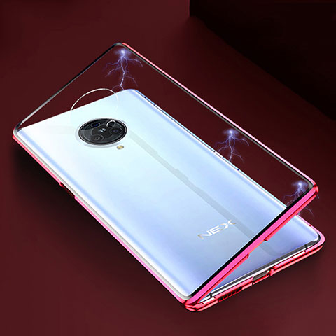 Handyhülle Hülle Luxus Aluminium Metall Rahmen Spiegel 360 Grad Ganzkörper Tasche M04 für Vivo Nex 3S Rot