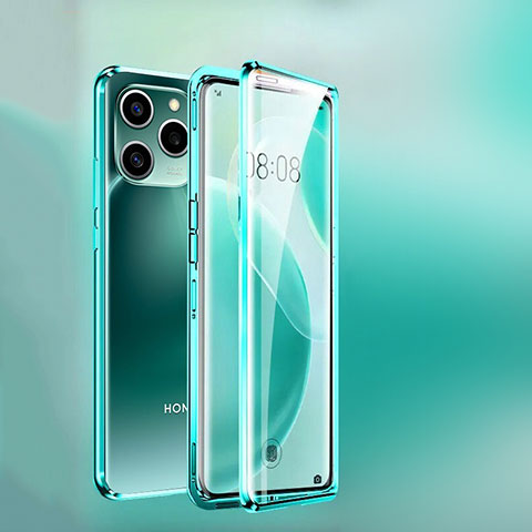 Handyhülle Hülle Luxus Aluminium Metall Rahmen Spiegel 360 Grad Ganzkörper Tasche P01 für Huawei Honor 60 SE 5G Grün