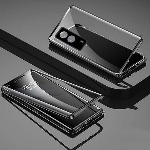 Handyhülle Hülle Luxus Aluminium Metall Rahmen Spiegel 360 Grad Ganzkörper Tasche P01 für Vivo Y53s t2 Schwarz
