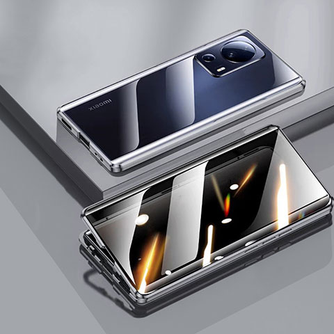 Handyhülle Hülle Luxus Aluminium Metall Rahmen Spiegel 360 Grad Ganzkörper Tasche P02 für Xiaomi Mi 12 Lite NE 5G Schwarz