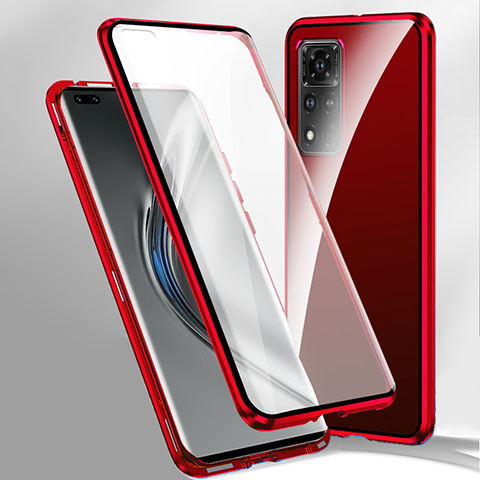 Handyhülle Hülle Luxus Aluminium Metall Rahmen Spiegel 360 Grad Ganzkörper Tasche P02 für Xiaomi Poco X4 NFC Rot