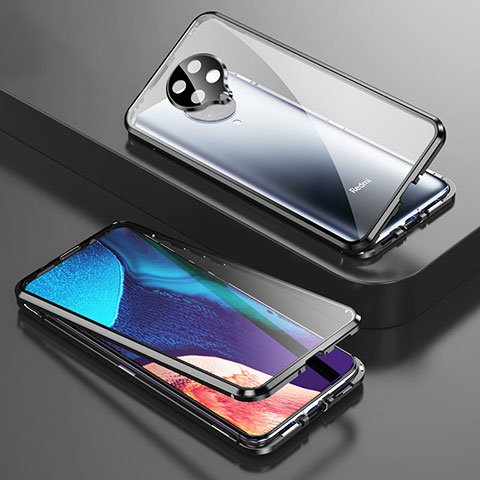 Handyhülle Hülle Luxus Aluminium Metall Rahmen Spiegel 360 Grad Ganzkörper Tasche T01 für Xiaomi Poco F2 Pro Schwarz