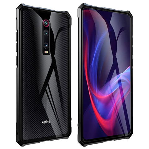 Handyhülle Hülle Luxus Aluminium Metall Rahmen Spiegel 360 Grad Ganzkörper Tasche T01 für Xiaomi Redmi K20 Pro Schwarz