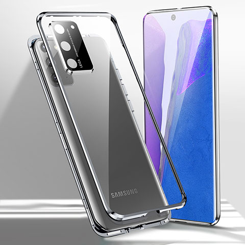 Handyhülle Hülle Luxus Aluminium Metall Rahmen Spiegel 360 Grad Ganzkörper Tasche T02 für Samsung Galaxy Note 20 5G Silber