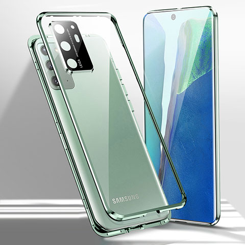 Handyhülle Hülle Luxus Aluminium Metall Rahmen Spiegel 360 Grad Ganzkörper Tasche T02 für Samsung Galaxy Note 20 Ultra 5G Grün