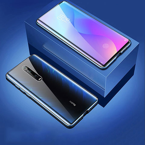 Handyhülle Hülle Luxus Aluminium Metall Rahmen Spiegel 360 Grad Ganzkörper Tasche T06 für Xiaomi Mi 9T Schwarz