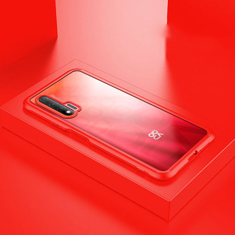 Handyhülle Hülle Luxus Aluminium Metall Rahmen Spiegel 360 Grad Ganzkörper Tasche T07 für Huawei Nova 6 Rot