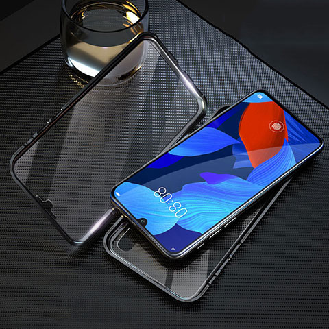 Handyhülle Hülle Luxus Aluminium Metall Rahmen Spiegel 360 Grad Ganzkörper Tasche T11 für Huawei Nova 5 Pro Schwarz