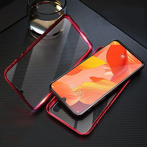 Handyhülle Hülle Luxus Aluminium Metall Rahmen Spiegel 360 Grad Ganzkörper Tasche T11 für Huawei Nova 5 Rot