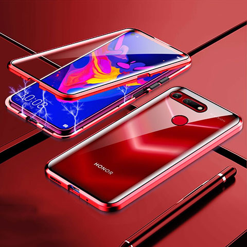 Handyhülle Hülle Luxus Aluminium Metall Rahmen Spiegel 360 Grad Tasche F02 für Huawei Honor V20 Rot