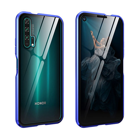 Handyhülle Hülle Luxus Aluminium Metall Rahmen Spiegel 360 Grad Tasche für Huawei Honor 20 Pro Blau