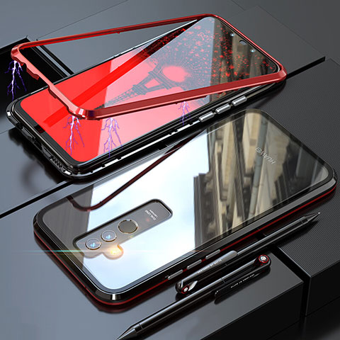 Handyhülle Hülle Luxus Aluminium Metall Rahmen Spiegel 360 Grad Tasche für Huawei Mate 20 Lite Rot