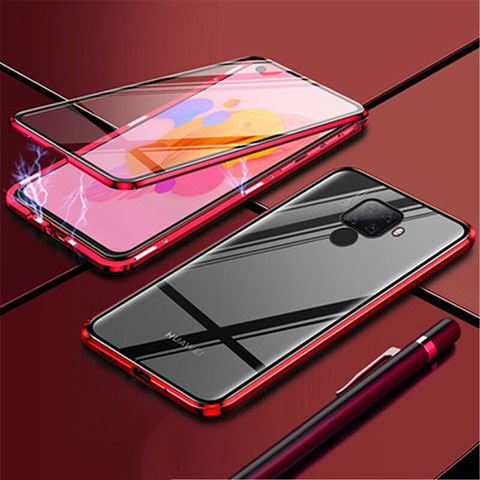 Handyhülle Hülle Luxus Aluminium Metall Rahmen Spiegel 360 Grad Tasche für Huawei Nova 5z Rot