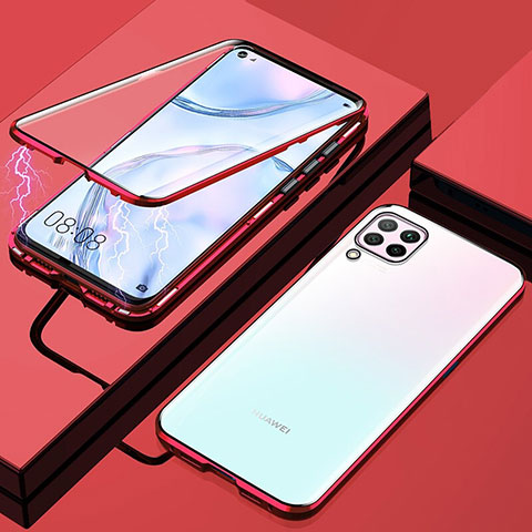 Handyhülle Hülle Luxus Aluminium Metall Rahmen Spiegel 360 Grad Tasche für Huawei Nova 6 SE Rot