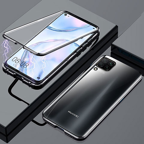 Handyhülle Hülle Luxus Aluminium Metall Rahmen Spiegel 360 Grad Tasche für Huawei Nova 6 SE Schwarz