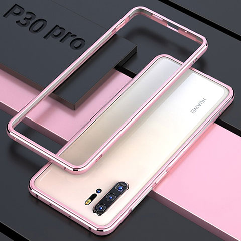 Handyhülle Hülle Luxus Aluminium Metall Rahmen Spiegel 360 Grad Tasche für Huawei P30 Pro New Edition Rosegold