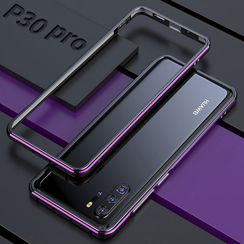 Handyhülle Hülle Luxus Aluminium Metall Rahmen Spiegel 360 Grad Tasche für Huawei P30 Pro Violett