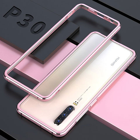 Handyhülle Hülle Luxus Aluminium Metall Rahmen Spiegel 360 Grad Tasche für Huawei P30 Rosegold