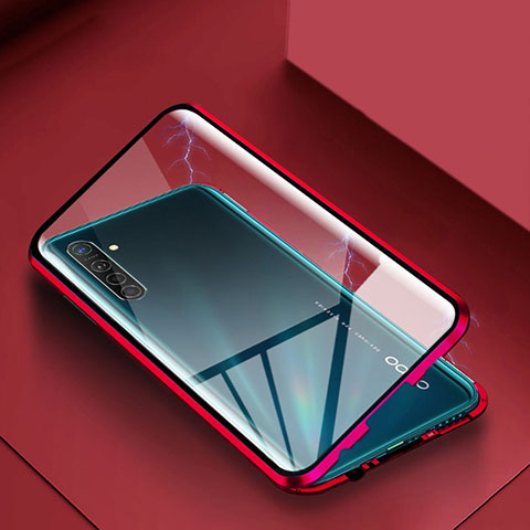 Handyhülle Hülle Luxus Aluminium Metall Rahmen Spiegel 360 Grad Tasche für Oppo K5 Rot