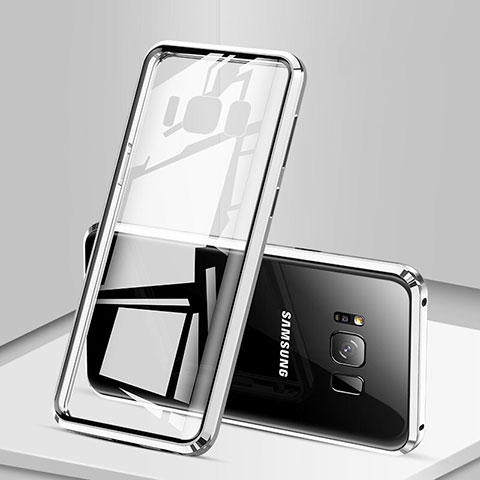 Handyhülle Hülle Luxus Aluminium Metall Rahmen Spiegel 360 Grad Tasche für Samsung Galaxy S8 Plus Silber