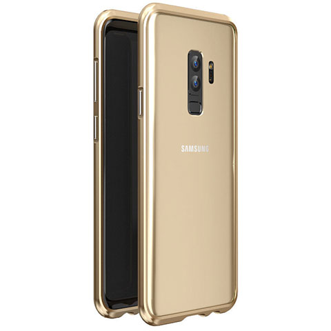 Handyhülle Hülle Luxus Aluminium Metall Rahmen Spiegel 360 Grad Tasche für Samsung Galaxy S9 Plus Gold