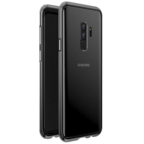 Handyhülle Hülle Luxus Aluminium Metall Rahmen Spiegel 360 Grad Tasche für Samsung Galaxy S9 Plus Schwarz