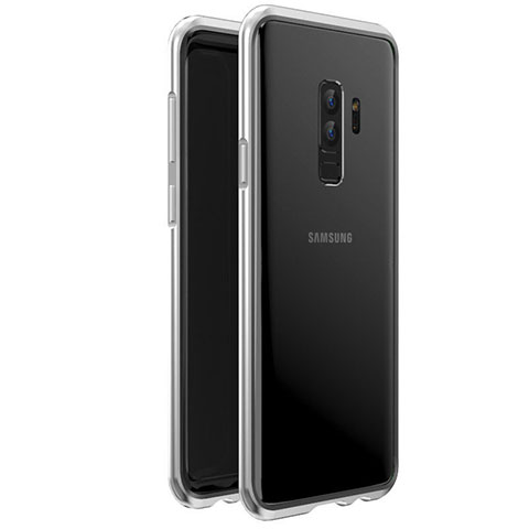 Handyhülle Hülle Luxus Aluminium Metall Rahmen Spiegel 360 Grad Tasche für Samsung Galaxy S9 Plus Silber