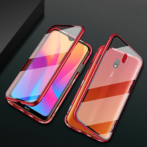 Handyhülle Hülle Luxus Aluminium Metall Rahmen Spiegel 360 Grad Tasche für Xiaomi Redmi 8A Rot