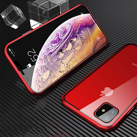 Handyhülle Hülle Luxus Aluminium Metall Rahmen Spiegel 360 Grad Tasche M01 für Apple iPhone 11 Rot