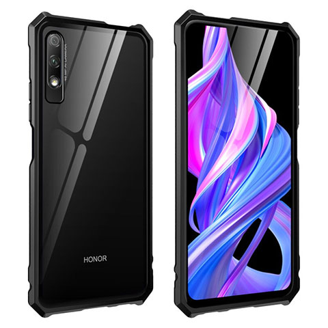 Handyhülle Hülle Luxus Aluminium Metall Rahmen Spiegel 360 Grad Tasche M01 für Huawei Honor 9X Schwarz