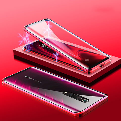 Handyhülle Hülle Luxus Aluminium Metall Rahmen Spiegel 360 Grad Tasche M01 für Xiaomi Redmi K20 Pro Rot