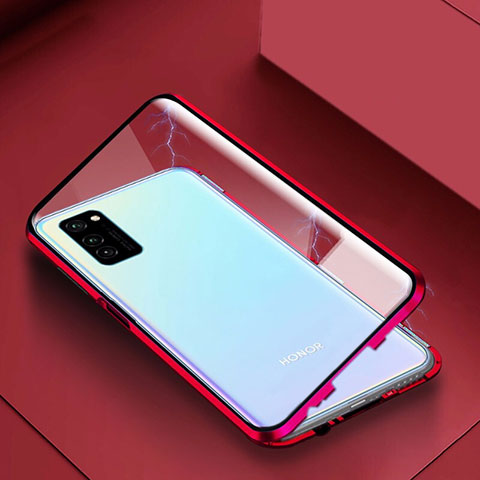 Handyhülle Hülle Luxus Aluminium Metall Rahmen Spiegel 360 Grad Tasche M02 für Huawei Honor V30 Pro 5G Rot