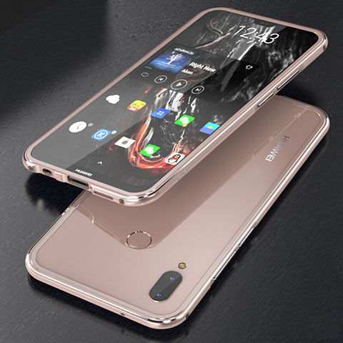 Handyhülle Hülle Luxus Aluminium Metall Rahmen Spiegel 360 Grad Tasche M02 für Huawei Nova 3e Rosegold