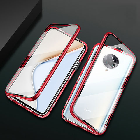 Handyhülle Hülle Luxus Aluminium Metall Rahmen Spiegel 360 Grad Tasche M02 für Xiaomi Redmi K30 Pro Zoom Rot