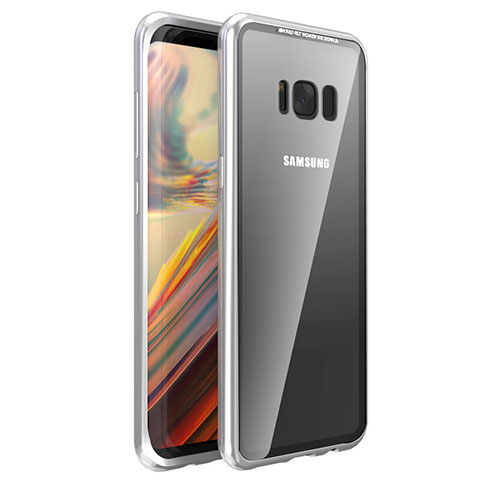 Handyhülle Hülle Luxus Aluminium Metall Rahmen Spiegel 360 Grad Tasche M03 für Samsung Galaxy S8 Plus Silber