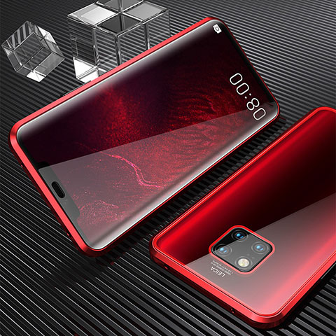 Handyhülle Hülle Luxus Aluminium Metall Rahmen Spiegel 360 Grad Tasche M04 für Huawei Mate 20 Pro Rot