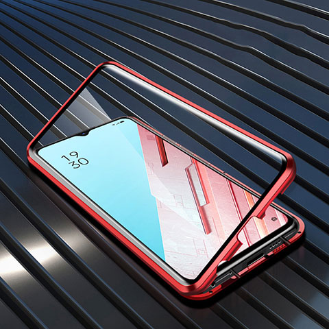 Handyhülle Hülle Luxus Aluminium Metall Rahmen Spiegel 360 Grad Tasche M04 für Oppo Find X2 Lite Rot