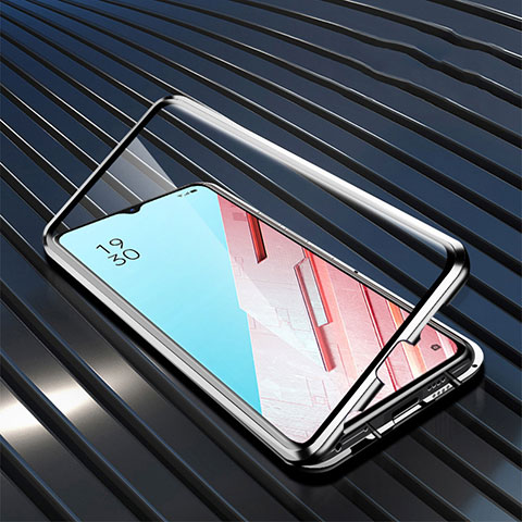 Handyhülle Hülle Luxus Aluminium Metall Rahmen Spiegel 360 Grad Tasche M04 für Oppo Find X2 Lite Silber