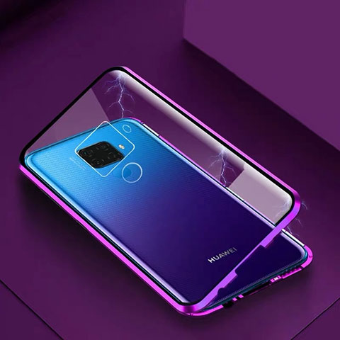 Handyhülle Hülle Luxus Aluminium Metall Rahmen Spiegel 360 Grad Tasche M07 für Huawei Nova 5z Violett