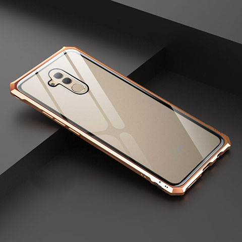 Handyhülle Hülle Luxus Aluminium Metall Rahmen Spiegel 360 Grad Tasche T02 für Huawei Mate 20 Lite Gold