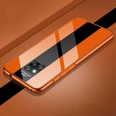 Handyhülle Hülle Luxus Aluminium Metall Rahmen Spiegel 360 Grad Tasche T03 für Huawei Mate 20 Pro Orange