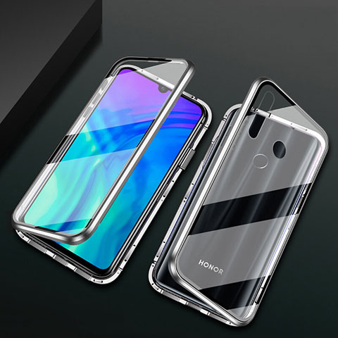 Handyhülle Hülle Luxus Aluminium Metall Rahmen Spiegel 360 Grad Tasche T04 für Huawei Honor 20E Silber