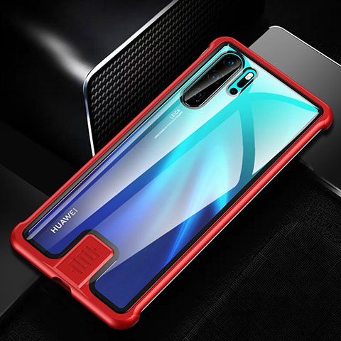 Handyhülle Hülle Luxus Aluminium Metall Rahmen Spiegel 360 Grad Tasche T04 für Huawei P30 Pro New Edition Rot