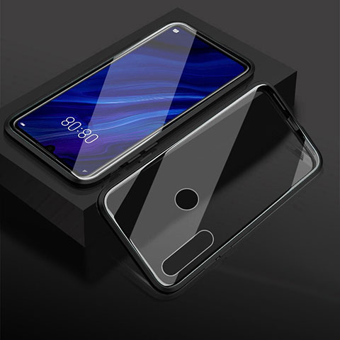 Handyhülle Hülle Luxus Aluminium Metall Rahmen Spiegel 360 Grad Tasche T05 für Huawei Honor 10i Schwarz