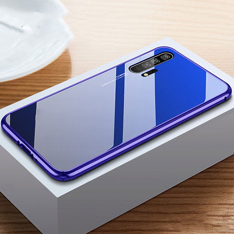 Handyhülle Hülle Luxus Aluminium Metall Rahmen Spiegel 360 Grad Tasche T05 für Huawei Honor 20 Pro Blau