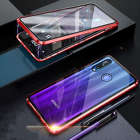 Handyhülle Hülle Luxus Aluminium Metall Rahmen Spiegel 360 Grad Tasche T06 für Huawei Honor 10i Rot