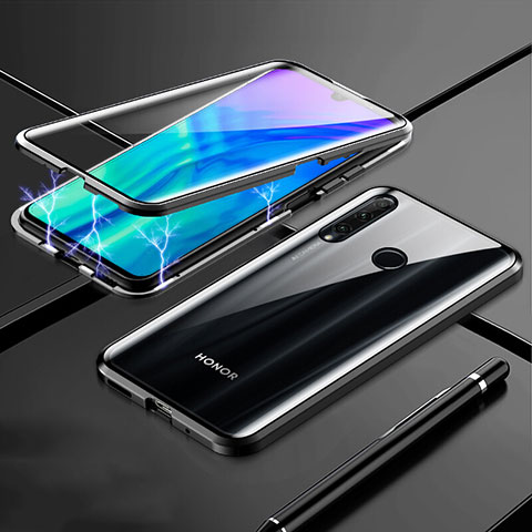 Handyhülle Hülle Luxus Aluminium Metall Rahmen Spiegel 360 Grad Tasche T07 für Huawei Honor 10i Schwarz