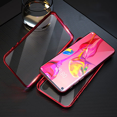 Handyhülle Hülle Luxus Aluminium Metall Rahmen Spiegel 360 Grad Tasche T09 für Huawei Honor 20S Rot