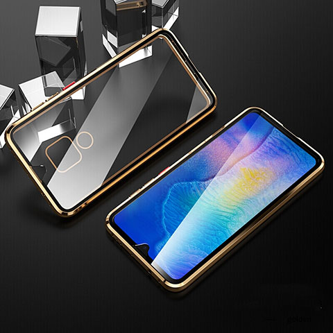 Handyhülle Hülle Luxus Aluminium Metall Rahmen Spiegel 360 Grad Tasche T10 für Huawei Mate 20 Gold